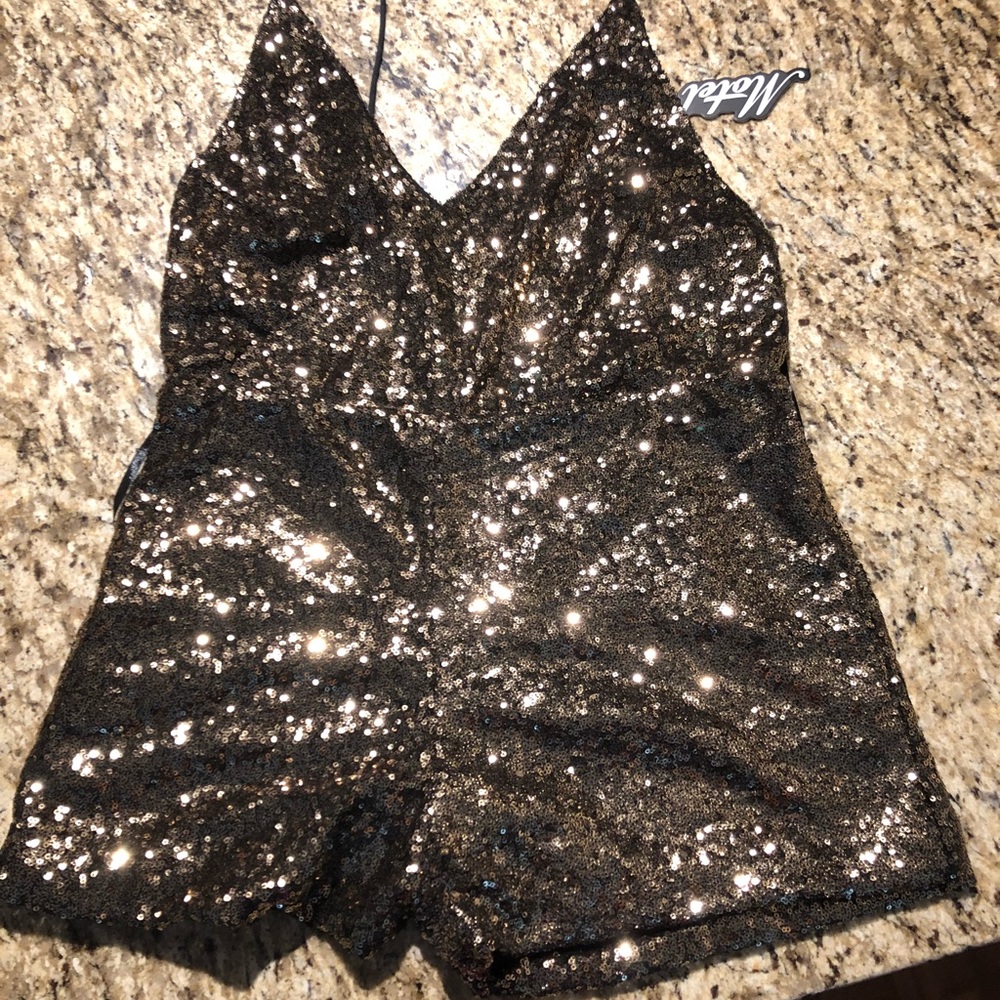 Black/Gold Sequin Romper!